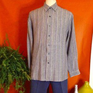 Grey Striped Alan Flusser Button Up Shirt